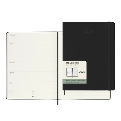 Agenda settimanale 12 mesi XL con copertina rigida Moleskine