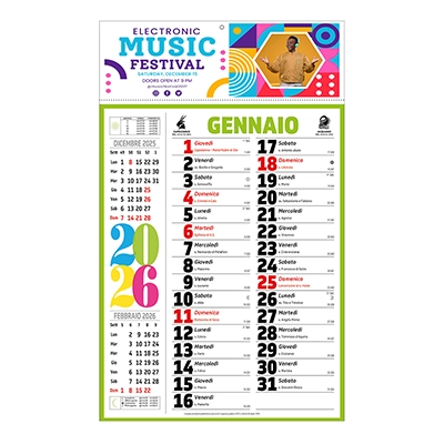 Calendario 2026 multicolore Napoli