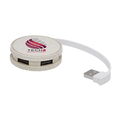 Hub USB in paglia di grano Kenzu