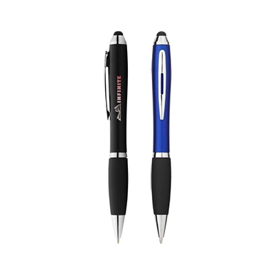 Penna a sfera colorata con stylus e impugnatura nera Nash