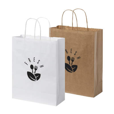 Sacchetto in carta kraft da 80 g con manici intrecciati - 25 x 11 x 32 cm | Multigrafica.net