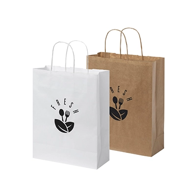 Sacchetto in carta kraft da 80 g con manici intrecciati - 25 x 11 x 32 cm