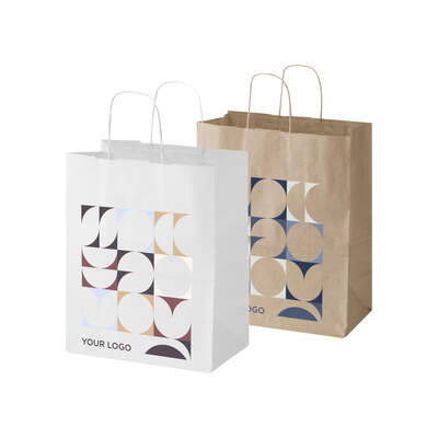 Sacchetto in carta da 80 g con manici intrecciati - 25 x 15 x 32 cm