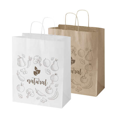 Sacchetto di carta da 80-90 g/m² con manici intrecciati, 32 x 17 x 39 cm Kraft | Multigrafica.net