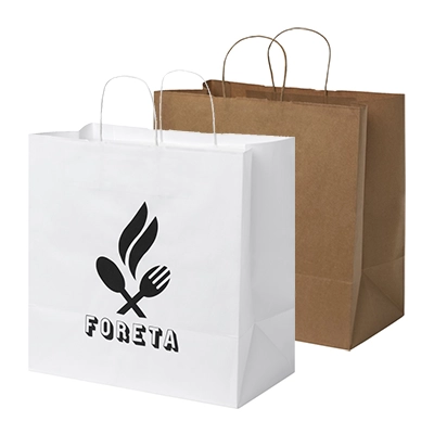 Sacchetto in carta kraft da 80 g con manici intrecciati - 34 x 20 x 35 cm