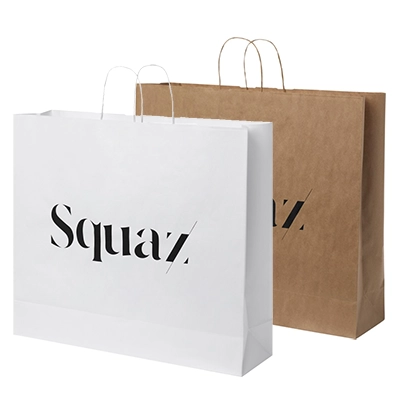 Sacchetto in carta Kraft da 90 g con manici intrecciati - 49,5 x 14 x 44 cm