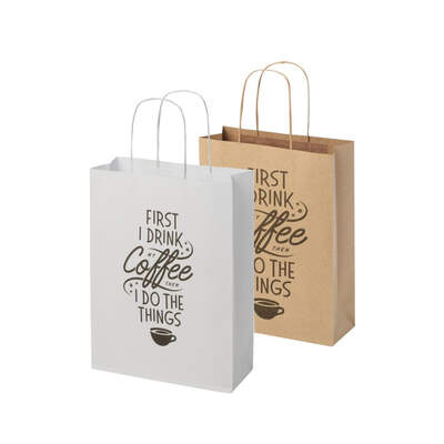 Shopper in carta da 120 g con manici intrecciati - 24 x 9 x 32 cm | Multigrafica.net